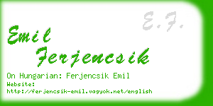 emil ferjencsik business card